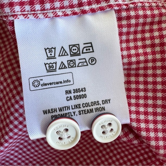 Tommy Hilfiger Tech Slim Fit Gingham Red Checkered Button Down Shirt - Picture 7 of 8